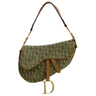 Dior Saddle Brown Canvas Shoulder Bag () In Green