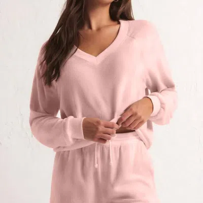 Z Supply Candy Skies Long Sleeve Top In Peachsicle In Pink