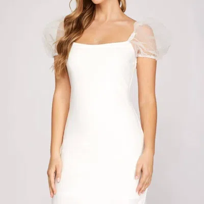 She + Sky Cocktail Dress In Off White