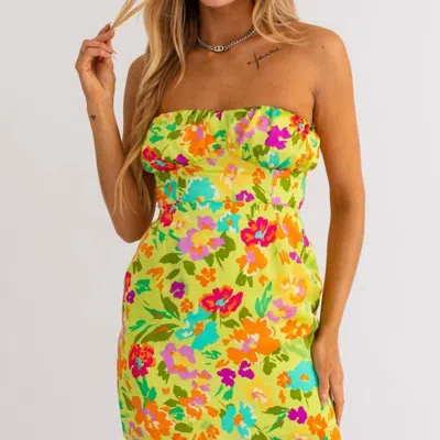 Le Lis Tropicana Back Tie Mini Dress In Lime In Yellow