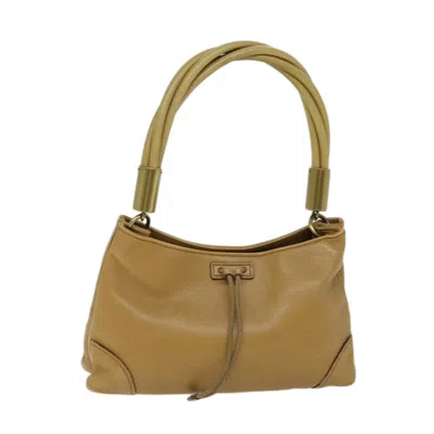 Gucci Drawstring Brown Leather Shoulder Bag ()