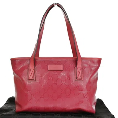 Gucci Gg Imprimé Burgundy Leather Tote Bag ()