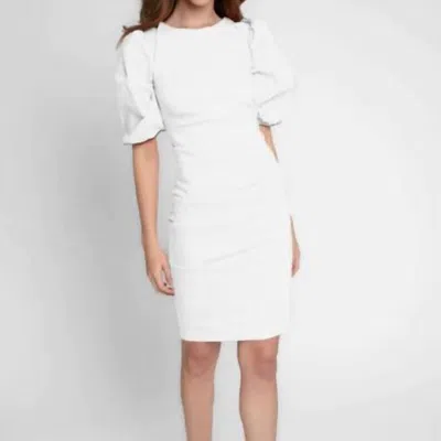 Nicole Miller Puff Sleeve Lauren Dress In White