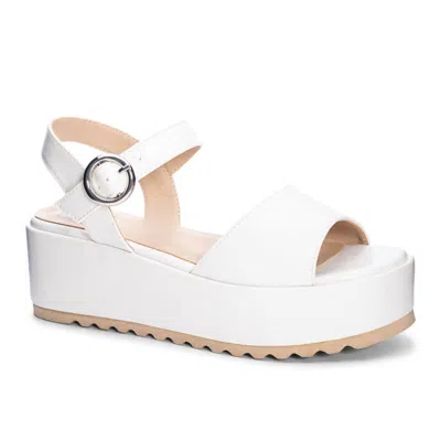 Chinese Laundry Jump Out Platform Sandal In White