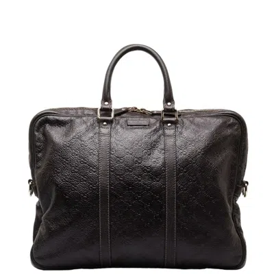 Gucci Ssima Brown Leather Briefcase Bag ()