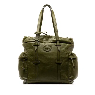 Gucci Khaki Leather Tote Bag ()