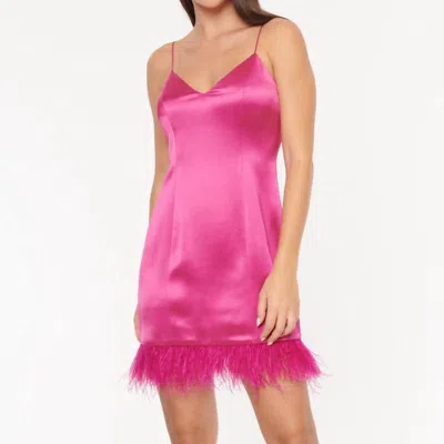 Cami Nyc Roxanne Feather-trimmed Satin Mini Dress In Pink