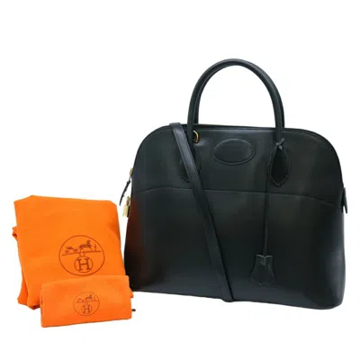 Hermes Hermès Bolide Black Leather Shoulder Bag () In Metallic