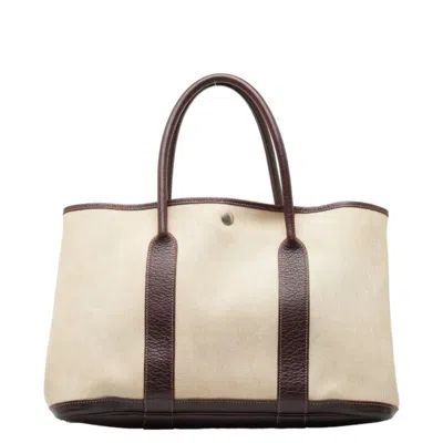 Hermes Hermès Garden Party Beige Leather Tote Bag ()