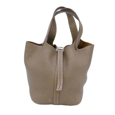 Hermes Hermès Picotin Grey Leather Tote Bag ()