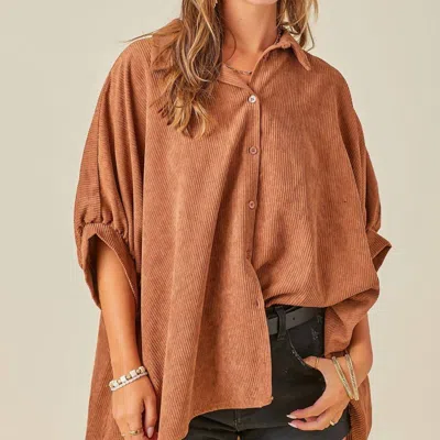 Day + Moon Cord Cutie Button Up In Brown