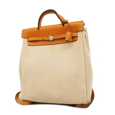Hermes Hermès White Canvas Backpack Bag ()