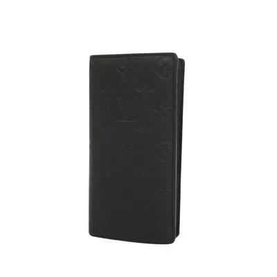 Pre-owned Louis Vuitton Portefeuille Brazza Black Leather Wallet  ()