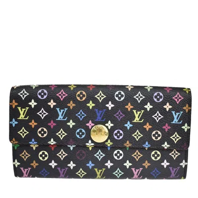 Pre-owned Louis Vuitton Portefeuille Sarah Black Canvas Wallet  ()