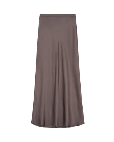 Anine Bing Bar Fluted Silk-satin Midi Skirt In Brown