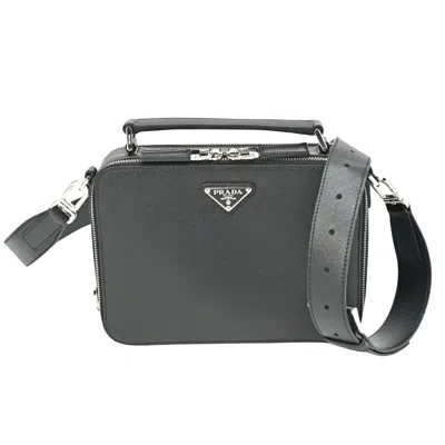 Prada Brique Black Leather Shopper Bag ()