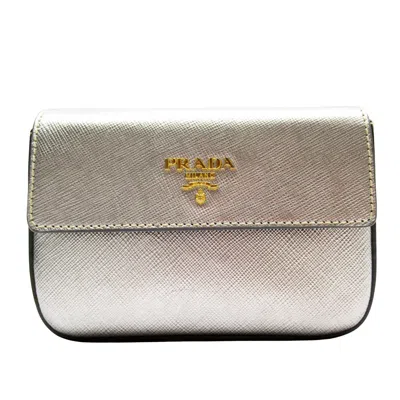 Prada Saffiano Gold Leather Clutch Bag ()