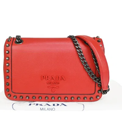 Prada Saffiano Red Leather Shoulder Bag ()