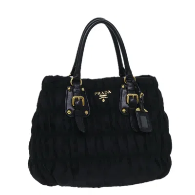 Prada Tessuto Black Leather Tote Bag ()