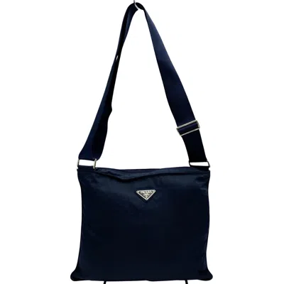 Prada Tessuto Navy Synthetic Shoulder Bag ()
