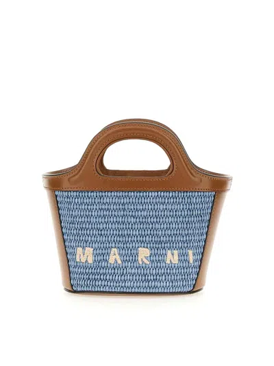 Marni Tropicalia Logo Embroidered Micro Tote Bag In Brown