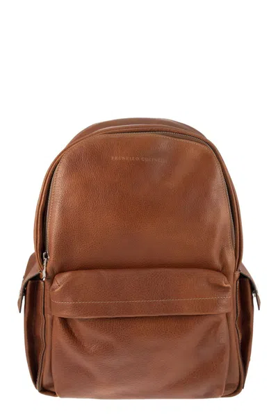 Brunello Cucinelli Leather Backpack In Brown