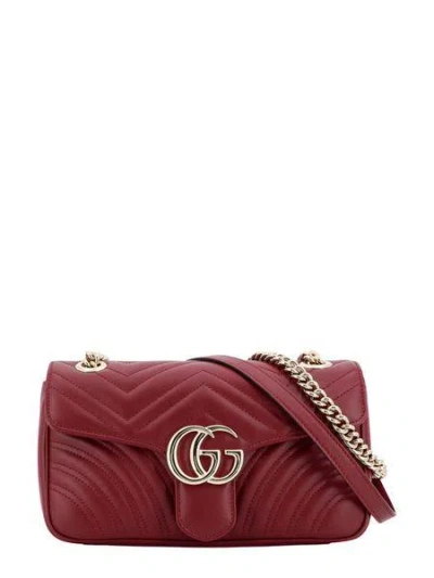 Gucci Gg Marmont Small Shoulder Handbag In Red