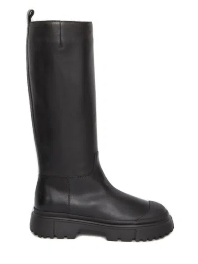 Hogan Stivale Leather Boots In Black