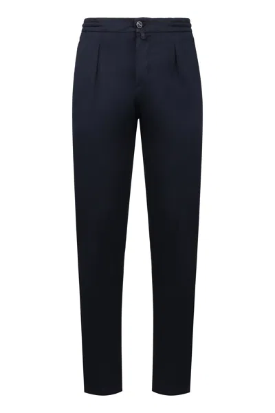 Kiton Cotton Trousers In Navy
