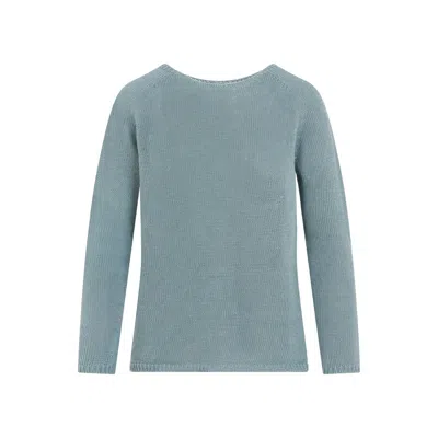 Max Mara Giolino Linen Sweater In Solido Azzurro