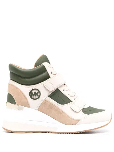 Michael Michael Kors Gentry High-top Leather Wedge Sneakers In Green