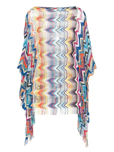 Missoni Zigzag Pattern Short Cover-up In Tan