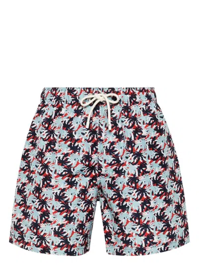 Palm Angels Palms Camo-print Swim Shorts In Bluered