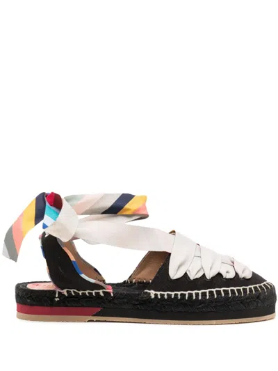 Paul Smith Lace-up Flat Espadrilles In Black