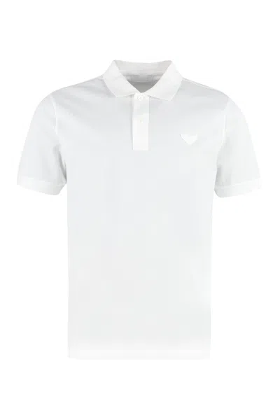 Prada Cotton Piqué Polo Shirt In White