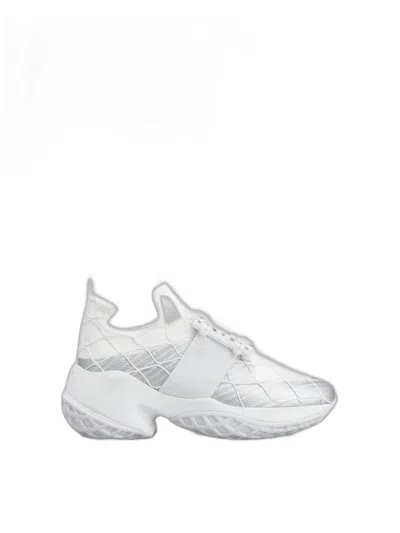 Roger Vivier Viv' Run Strass-buckle Sneakers In White