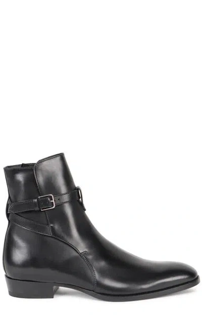 Saint Laurent Wyatt Jodhpur Leather Boots In Black