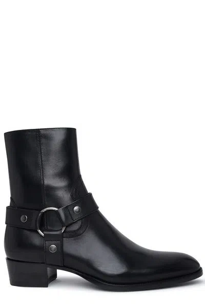 Saint Laurent Wyatt 40mm Harness Boots In Black