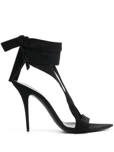 Saint Laurent Stunning Suede Sandals For Women In Nero