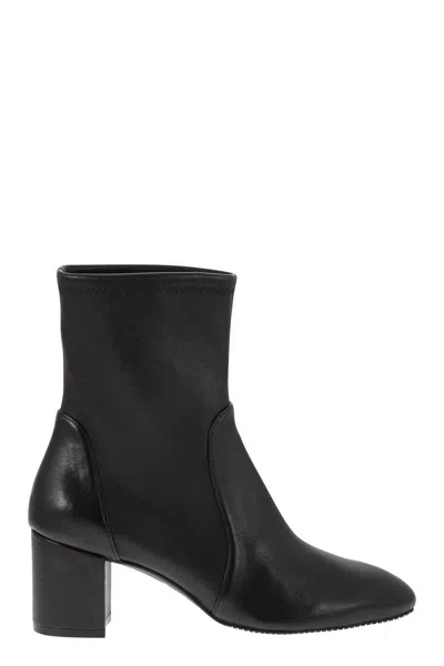 Stuart Weitzman Black Stretch Leather Ankle Boots With 60mm Block Heel