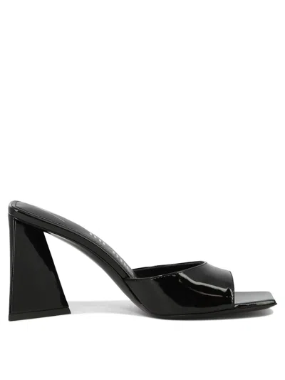 Attico Black Patent Leather Slip-on Sandals For Women With Pyramid Heel