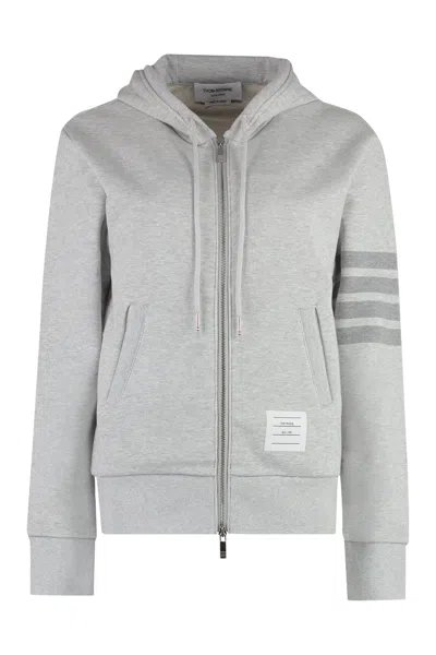 Thom Browne 4-bar Hoodie With Zipper And In Gray