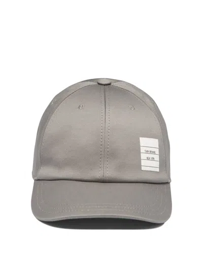 Thom Browne Baseball Cap With Logo Patch In Gray