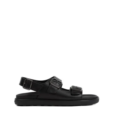 Tod's Men's Black Leather Sandals For Ss24