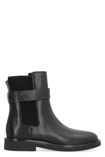 Tory Burch Black Leather Chelsea Boots For Women