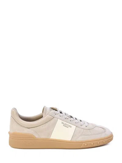 Valentino Garavani Beige And Ivory Leather Sneakers For Women In Tan