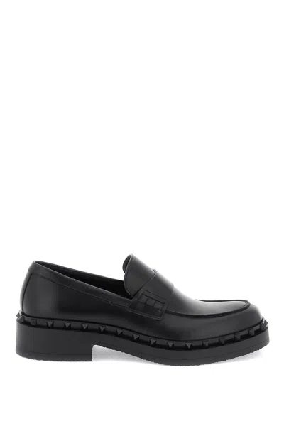 Valentino Garavani Studded M-way Loafers For Men In Black