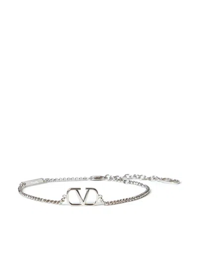 Valentino Garavani Signature Silver Chain-link Men's Bracelet In Gray