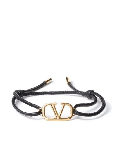Valentino Garavani Stylish Leather Bracelet For Men In Ss23 Collection In Black