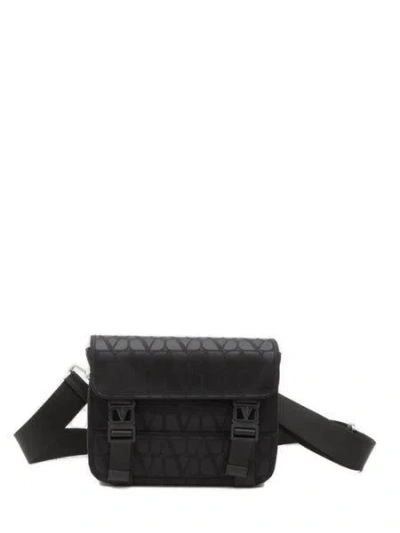 Valentino Garavani Toile Iconographe Crossbody Handbag In Black